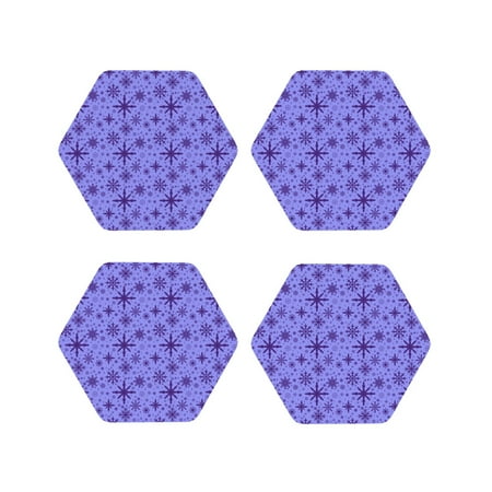 

Fuzoiu Purple Snowflake Elegance Print Leather Coasters Set Drink Coasters Set of 4 for Tabletop Protection Durable PVC Coasters Home Décor and Housewarming Gift-Hexagon