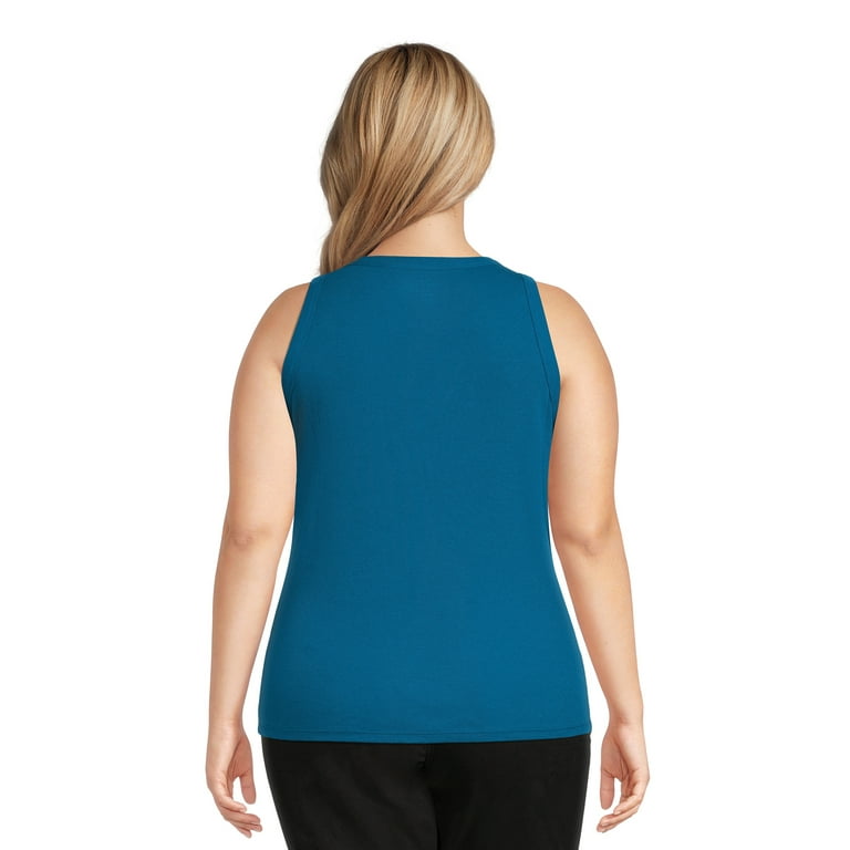 Terry and Sky Women's Plus Size High Neck Rib Tank Top