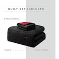thumbnail image 3 of Elegant Comfort 3-Piece Quilted Reversible Bedspread Coverlet Set with Pillow Shams, Exquisite Majestic Stitching All Season Heavy Weight - Ultra Soft Premium Quilt- Full, Black/Burgundy, 3 of 5