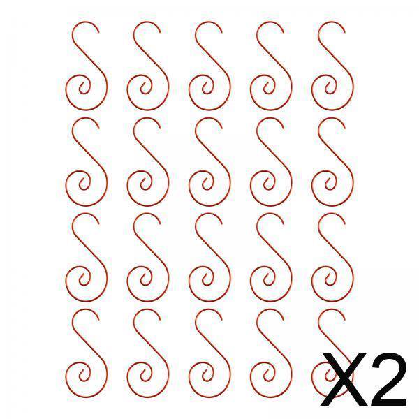 2x20x Ganchos Para Adornos Navideños Suministros Multifuncionales Perchas Para Adornos Navideños Rojo