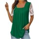 thumbnail image 3 of Blusas para mujer moda 2023 Casual cuello cuadrado Color sólido encaje Patchwork plisado blusa manga corta camisas de verano, 3 of 5