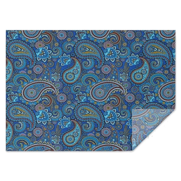 Blue Paisley Pattern Rectangle Tablecloth 60"x84",Waterproof Polyester Rectangle Table Cloth, Wipeable Spillproof Polyester Tablecloth for Dining, Camping, Indoor and Outdoor