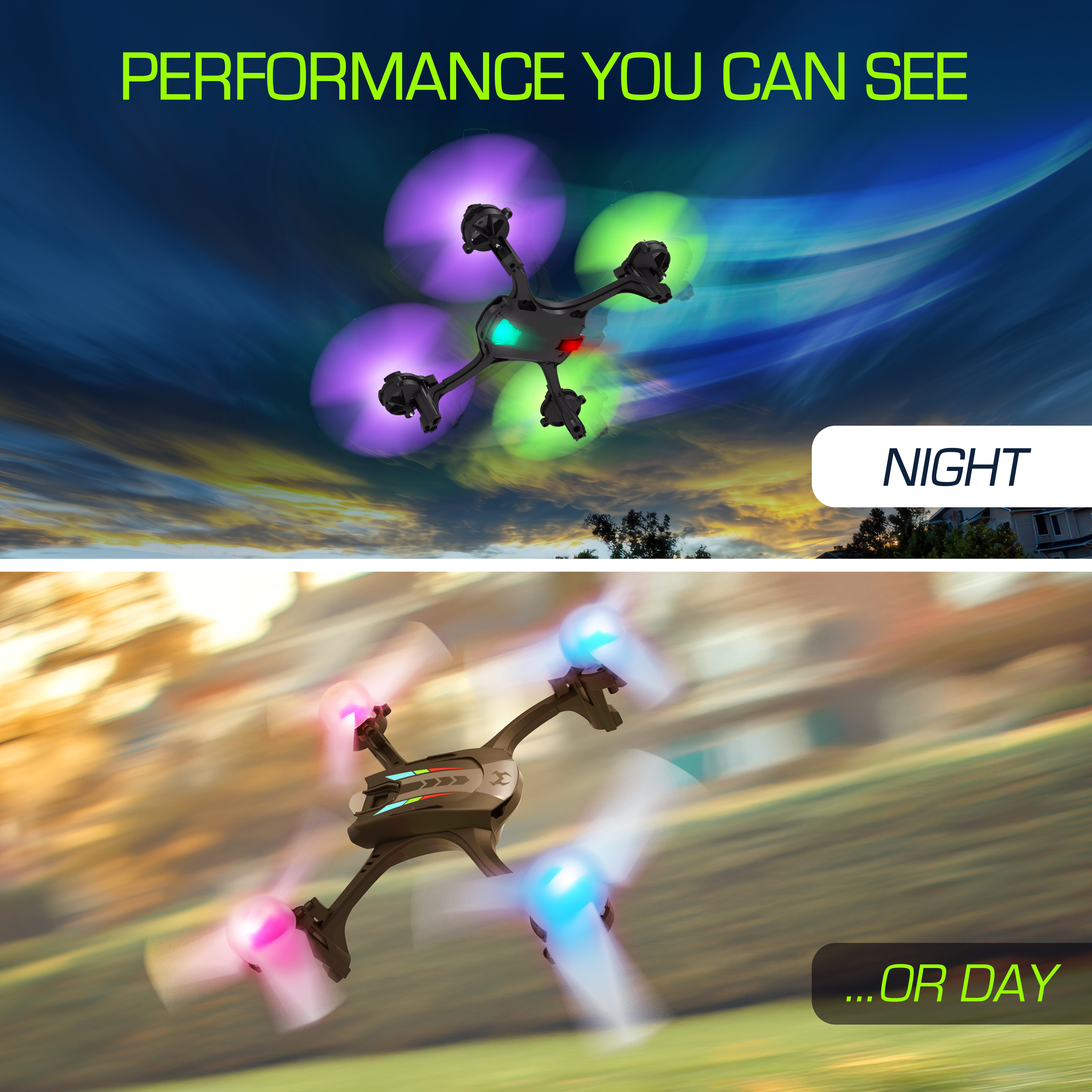 Sky Viper Nova RGB LED propellers light show night flying