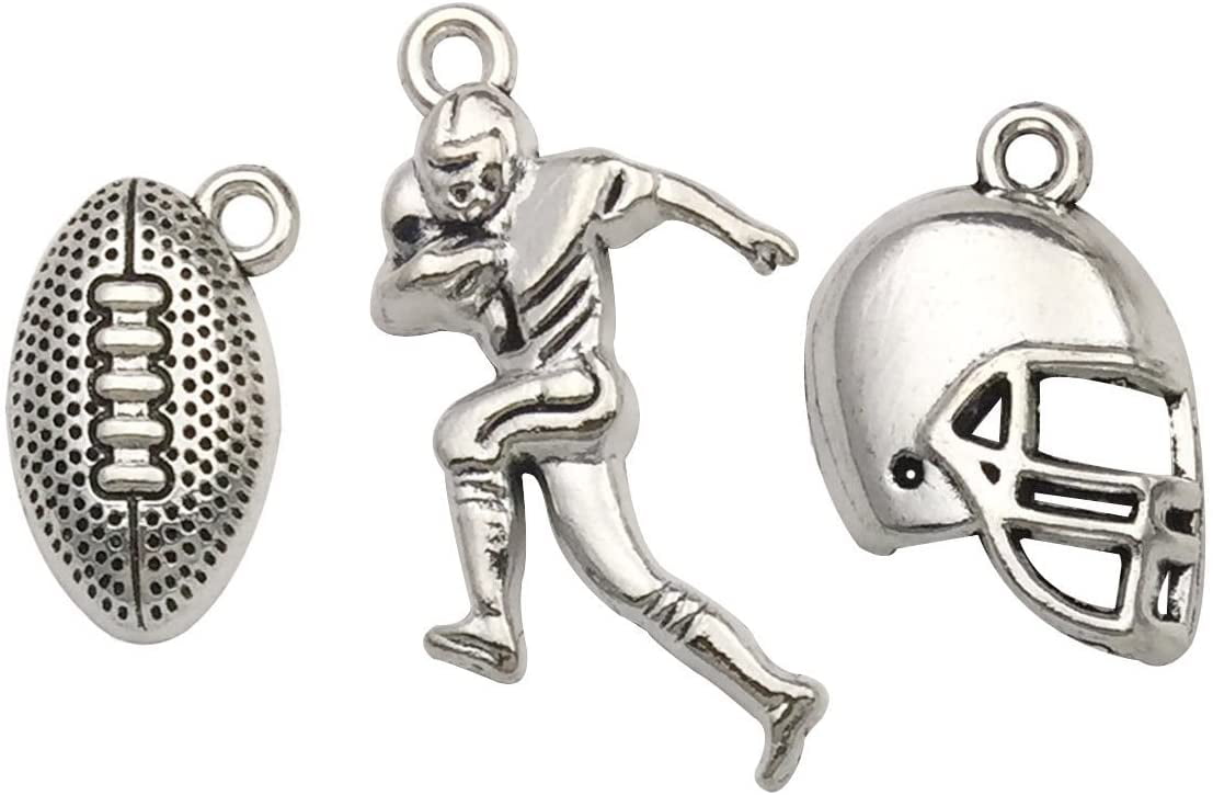 Silver color Football Charm for Bracelet or Necklace Jewelry 