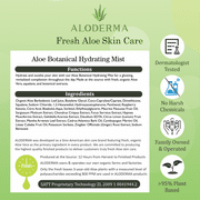 Aloderma Aloe Botanical Hydrating Mist Made with 82% Organic Aloe Vera - Soothing, Moisturizing, Lightweight Facial Spray with Panthenol - Refreshes, Invigorates Skin Throughout the Day, 120ml/4.23Oz