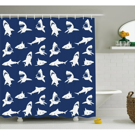 Shark Shower Curtain Shark Pattern With Various Gestures Have A Mesmerizing Shark Pattern Shark Shower Curtain Shark Pattern With Various Gestures Have A Mesmerizing Shark Pattern