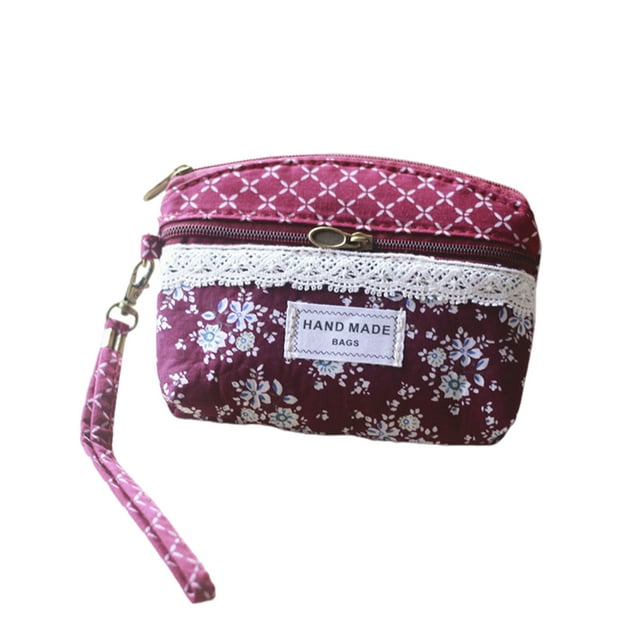 Maytalsory Portefeuille en Tissu Rural Léger, Motif en Toile durable Petit Sac à Petit style Rural Portefeuille Motif Rural pour Femmes Rouge Clair