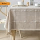 thumbnail image 3 of Mantel cuadrado grande gris con borlas bordadas, cubierta de mesa a cuadros a prueba de polvo de lino y algodón, para decoración de mesa de comedor de cocina, 3 of 5