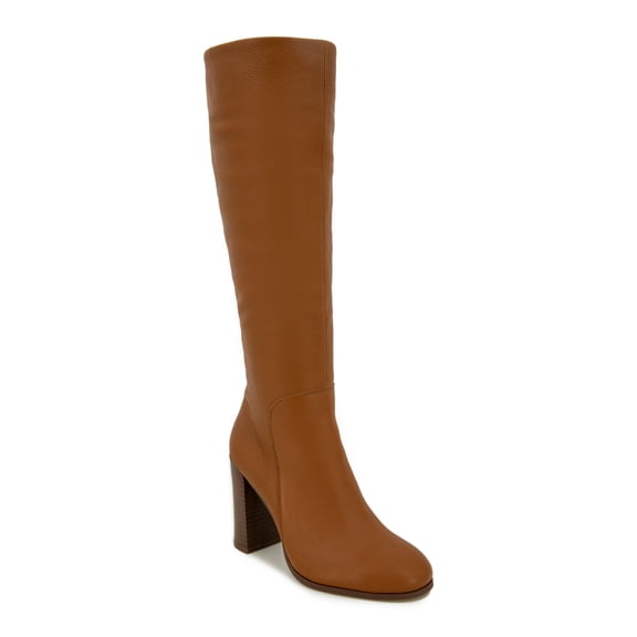 KENNETH COLE NEW YORK Womens Cognac Brown Padded Lug Sole Goring Justin 2.0 Round Toe Stacked Heel Zip-Up Leather Boots Shoes 8.5