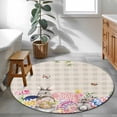 thumbnail image 3 of Round Rug 3.3Ft Washable Non-Slip, Bunny Easter Circle Area Rugs for Living Room Bedroom, Eggs Spring Floral Grey Plaid Farmhouse Indoor Floor Mats Carpet Runner for Home Decor Aesthetic, 3 of 8