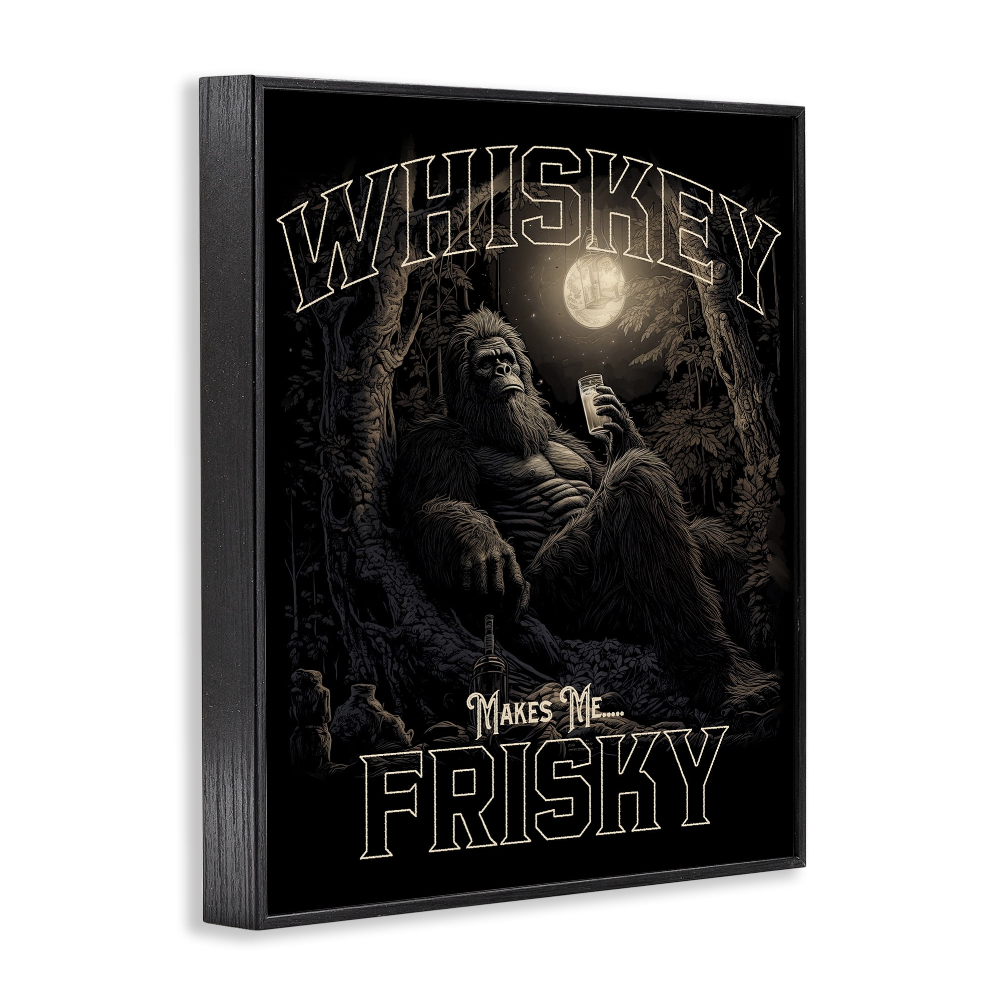 Stupell Industries Whiskey Makes Me Frisky Fairy Tales & Fantasy Painting Black Framed Art Print Wall Art, 11 x 14
