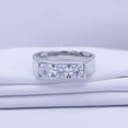 thumbnail image 5 of AFFY 3 Stone Men's Ring Lab Created Moissanite Wedding Band Ring In 10K Solid White Gold Jewelry Gift For Him Her (1.00 Cttw) Ring Size -11, 5 of 6