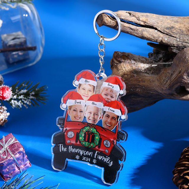 Adornos colgantes de madera personalizados para Navidad 2024, con 2 a 7 fotografías y nombres, para árbol genealógico, regalos personalizables para Navidad, familia y parejas (5 nombres)
