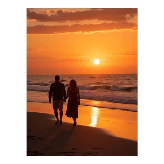 Diamond Art Kit for Adults, Sunset Beach Couple Strolling Diamond Painting for Adults Beginners, 5D DIY Diamond Art Painting Kits, Colorful Diamond Painting Craft for Home Decor 12x16