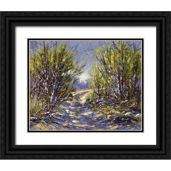 Chodyukov, Aleksander 14x12 Black Ornate Wood Framed with Double Matting Museum Art Print Titled - Sunny Winter Road
