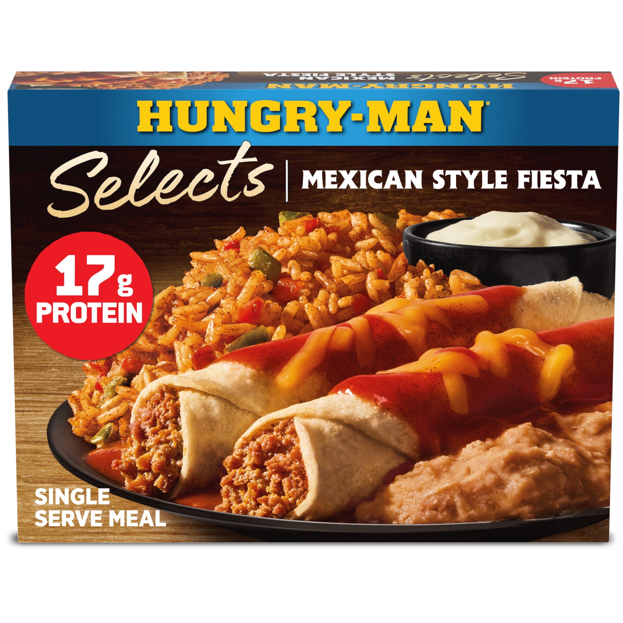 Hungry Man Selects Mexican Style Fiesta Beef Enchiladas, Frozen Meal, 16 oz (Frozen)