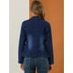 thumbnail image 5 of Chaqueta de mezclilla lavada de manga larga con botones y solapa con muesca para mujer Azul L, 5 of 6