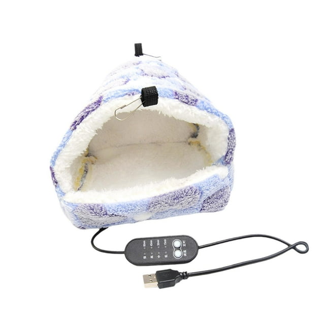 Hamaca cálida para hámster con alimentación USB, cómoda y acogedora cama colgante suave para animales pequeños, pájaros, erizos, ardillas, conejos. Violeta M