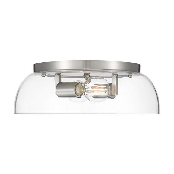 Yep by Golden Lighting Duncan 2-light Flush Mount in Pewter and Clear Glass
