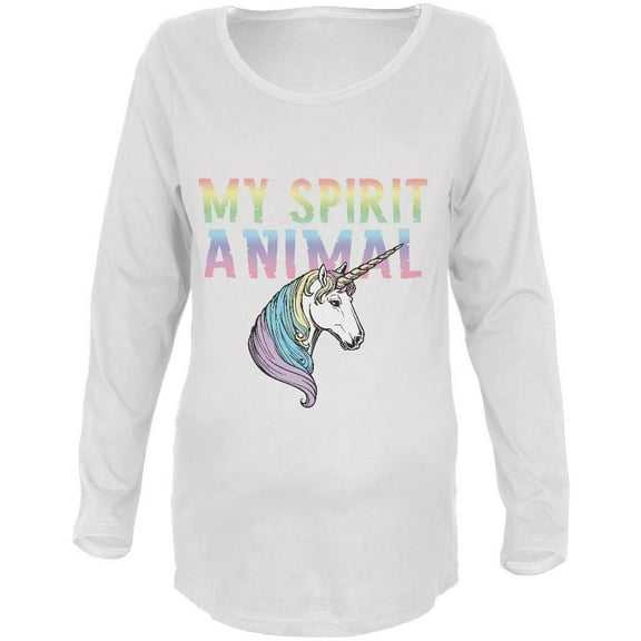 My Spirit Animal Unicorn Maternity Soft Long Sleeve T Shirt White SM