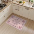 thumbnail image 2 of ODIKA Dainty Rosebud Clusters Border Pink Symmetrical Refined Stain Resistant Flatwoven for Entryway, Kitchen, Mudroom, 2 of 7