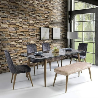 BSHAPPLUS® 17.7in x 33ft wallpaper,Stone Peel and Stick Wallpaper,Brick Self Adhesive Removable Wallpaper,Contact Paper for Bathroom Kitchen Walls,48.7 sq. ft.
