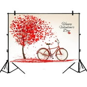 YKCG 7x5ft Tree of Love Heart Valentine's Day Bike Photography Backdrops Polyester Photography Props Studio Photo Booth Props