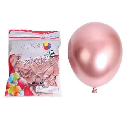 50Pcs 10 Inch Metallic Latex Balloons Thick Chrome Glossy Metal Pearl Balloon Globos for Party Decor - Rose Gold