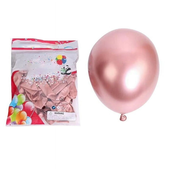50Pcs 10 Inch Metallic Latex Balloons Thick Chrome Glossy Metal Pearl Balloon Globos for Party Decor - Rose Gold