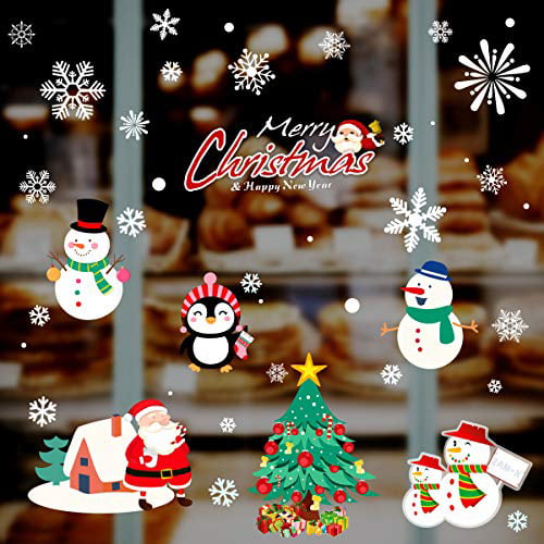 Snowflake Reindeer Window Stickers Q 8 Sheets Christmas Window Clings 