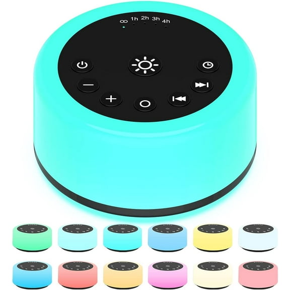 Soother Sleep Sound Machine Night Light White Noise with 30 Soothing Sounds & 12 Color Lights for Baby Kids Adults Brown Timer Continuous Play Home Travel Office
