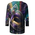 thumbnail image 5 of Tbopshirt Womens Tops,Mardi Gras Clothing,Fashion Printing Casual Round-Neck Stitching 3/4 Sleeve T-shirt Blouse,Tops for Women's, 5 of 5