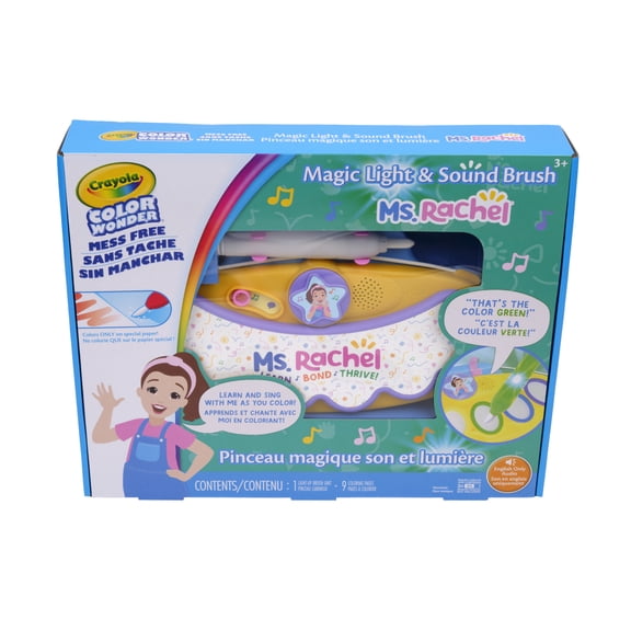 Crayola Color Wonder Magic Light Brush Featuring Ms. Rachel, Mess-Free Coloring Set with Songs, Paint Set for Toddlers, Art Gift for Kids, Ages 3 & Up