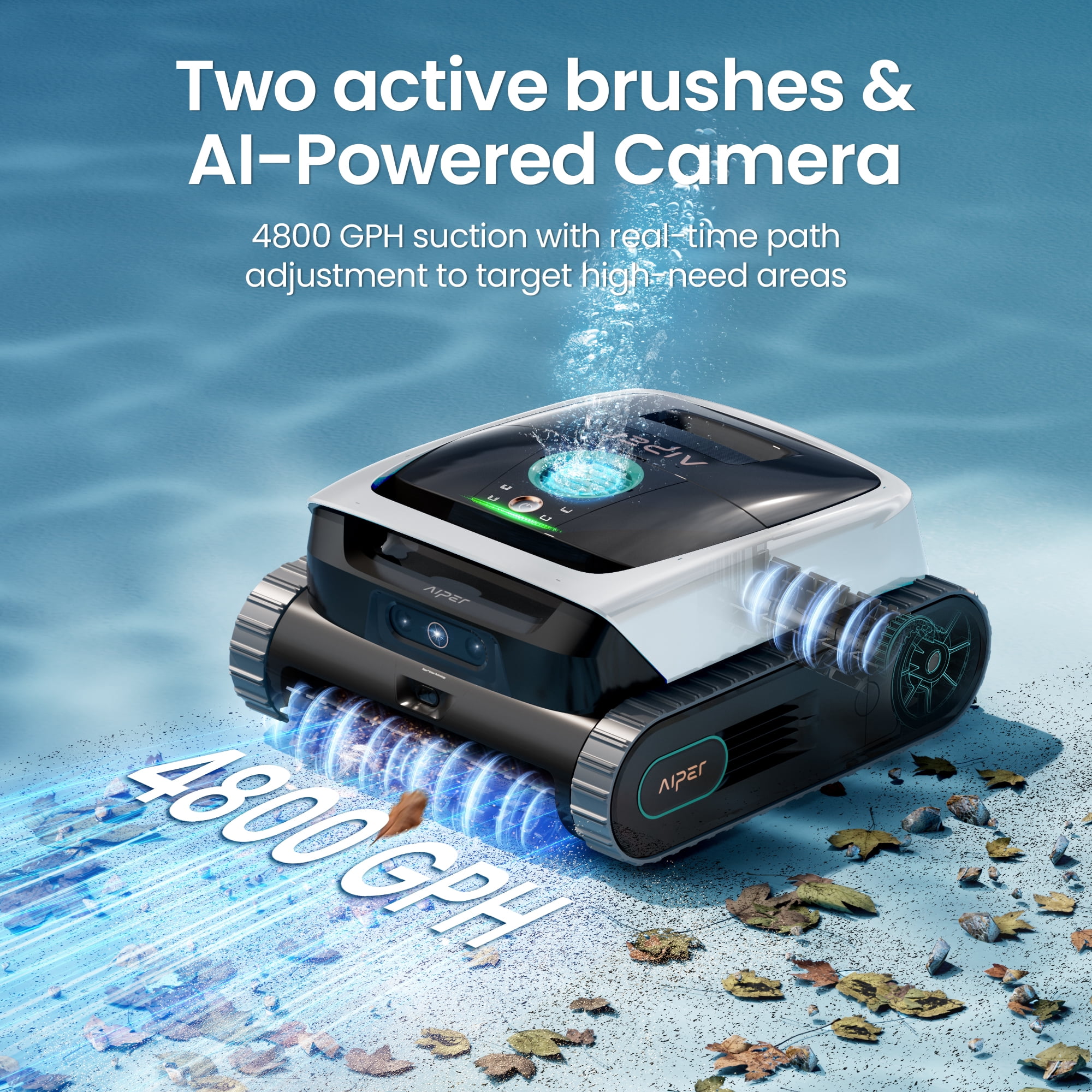 Aiper Scuba N3 Automatic Pool Cleaner, Robotic Pool Cleaner with AI Camera, MicroMesh Ultra-Fine Filter & App Control