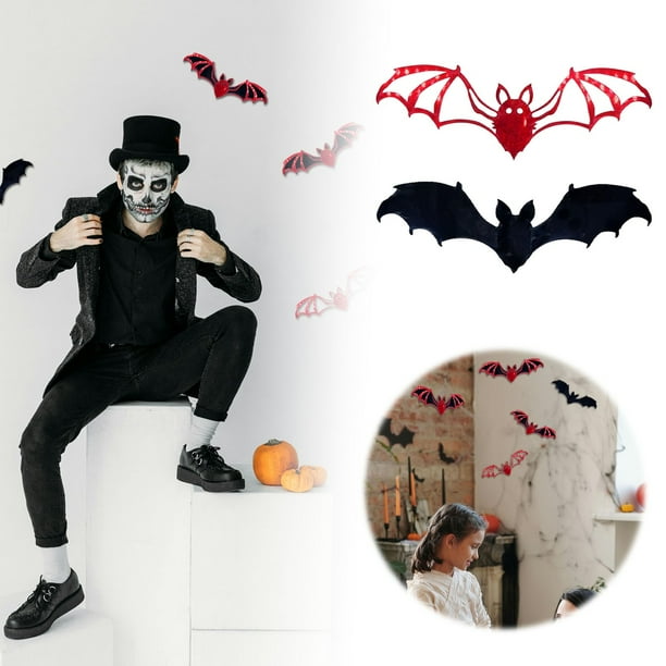 Pegatinas 3D de murciélagos para decoración de Halloween, fiesta terrorífica, pared, manualidades DIY