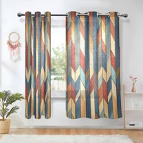 Yayeee Window Curtains Set of 2 for Living Room Light Filtering 63"x42", Beige Geometric