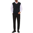 thumbnail image 2 of INSPIRE CHIC Men's Sweater Vest V Neck Knitwear Pullover Sleeveless Sweater Top S Black, 2 of 5