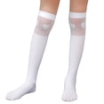 thumbnail image 2 of Viluyesy Big Girls Knee-High Socks Lightweight Cotton Stretchy Ribbed Cuff Socks Kids School Socks White Size 3-12Years, 2 of 9