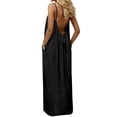 thumbnail image 5 of Women's Open Back Spaghetti Strap Beach Maxi Dress Loose Flowy Vacation Sundress Black L, 5 of 7