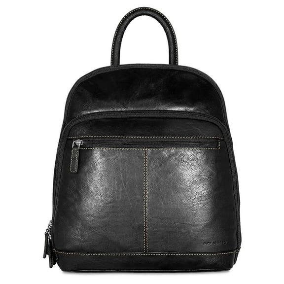 Jack Georges Voyager Hand-Stained Buffalo Leather Small Backpack #7835 (Black)