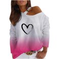 thumbnail image 1 of Pompotops Women Fashion Printing Pullover Strapless Splicing Long Sleeves Tops Blouse, 1 of 6