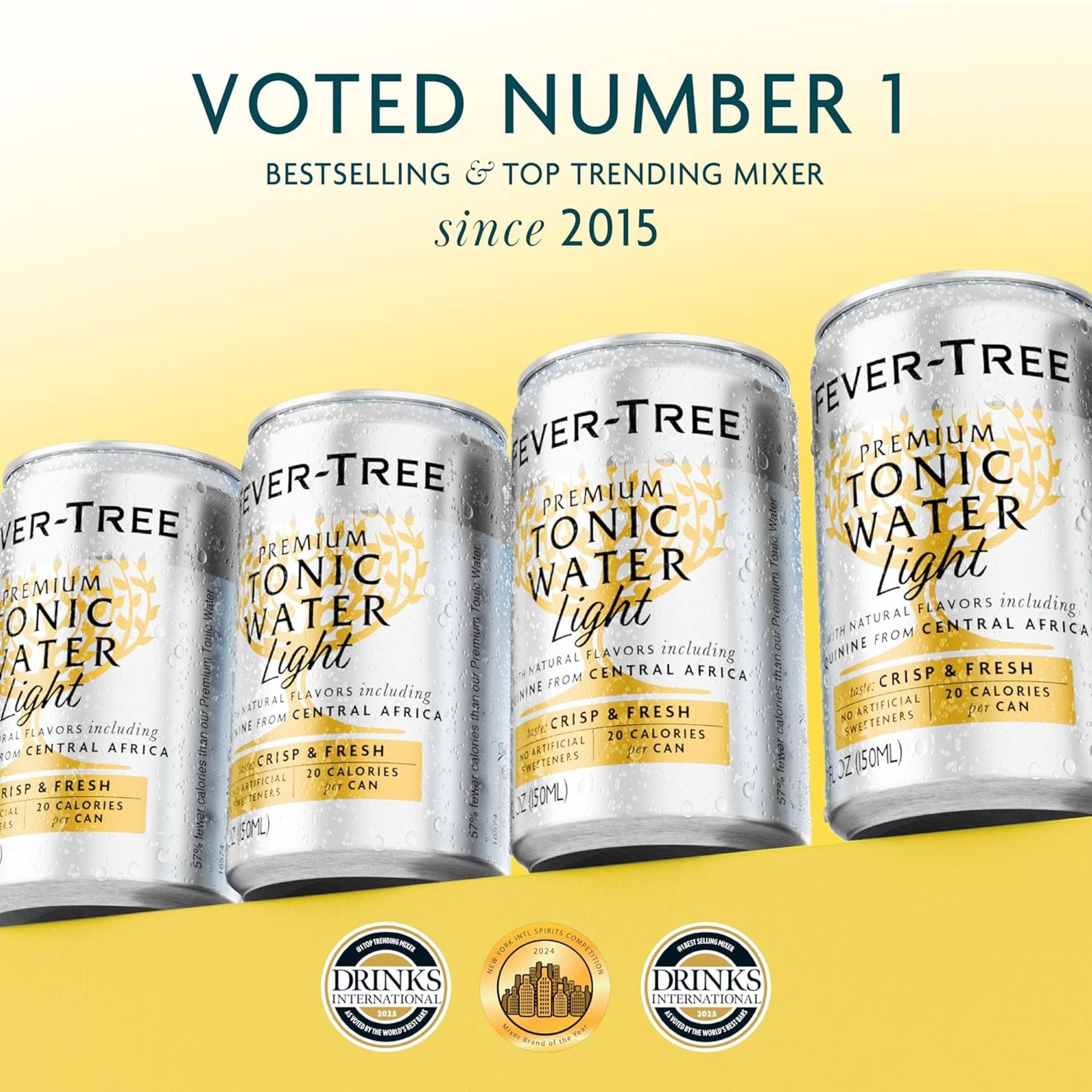 Fever-Tree Light Premium Tonic, 8 Pack, 150 ML Aluminum Cans, 0% ABV