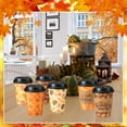 thumbnail image 5 of 100 Pack 12oz Fall Cups Paper Thanksgiving Disposable Coffee Cups with Dome Lids and Sleeves Autumn Insulated Paper Coffee Cups for Thanksgiving Hot Cold Drinks Party Dinner Supplies, 5 of 7
