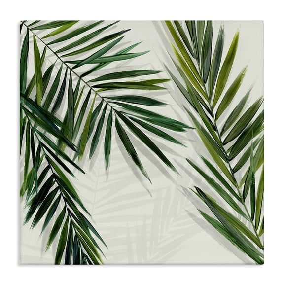 Stupell Industries Restful Palms with Shadows Plants & Flowers Painting Wrapped Canvas Art Print Wall Art, 17 x 17