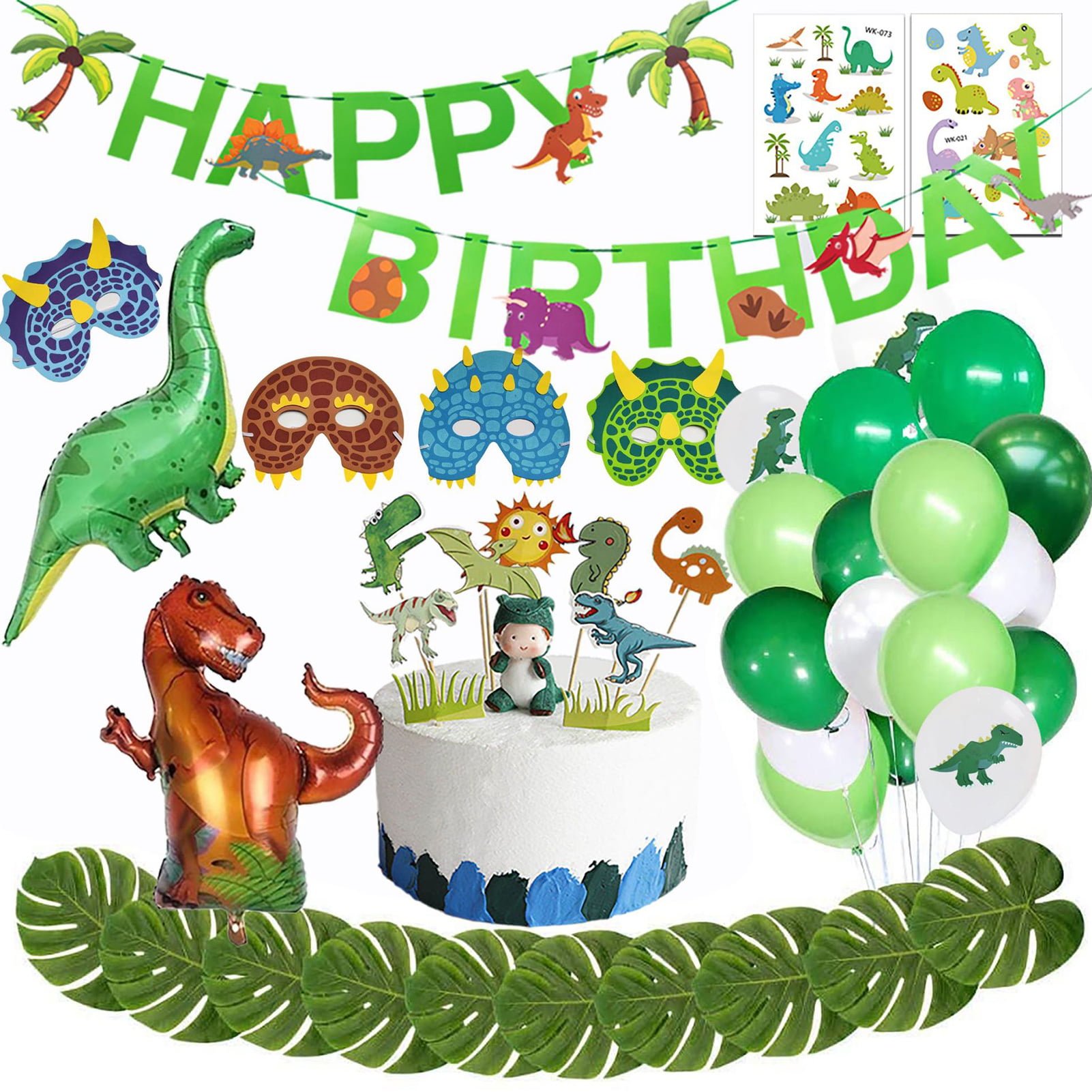  6 pcs Colorful Dinosaur Garland with Monstera Deliciosa Leaves  and Dinosaur Foot Print Pattern for Birthday Party Tea Party Jurassic Party  Dinosaur Theme Party Decoration Supplies : Home & Kitchen