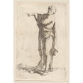 thumbnail image 2 of Salvator Rosa 18x24 Black Ornate Framed Double Matted Museum Art Print Titled: Man, Standing, His Arm Pointing Horizontally (1656 - 1657), 2 of 5