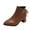 Brown, variant on Brown Women'S Ankle Boots Pointed Toe Block Heel Back Strap Side Zipper Comfortable Supportive Non Slip Casual Walking Everyday Wear Booties Size 36