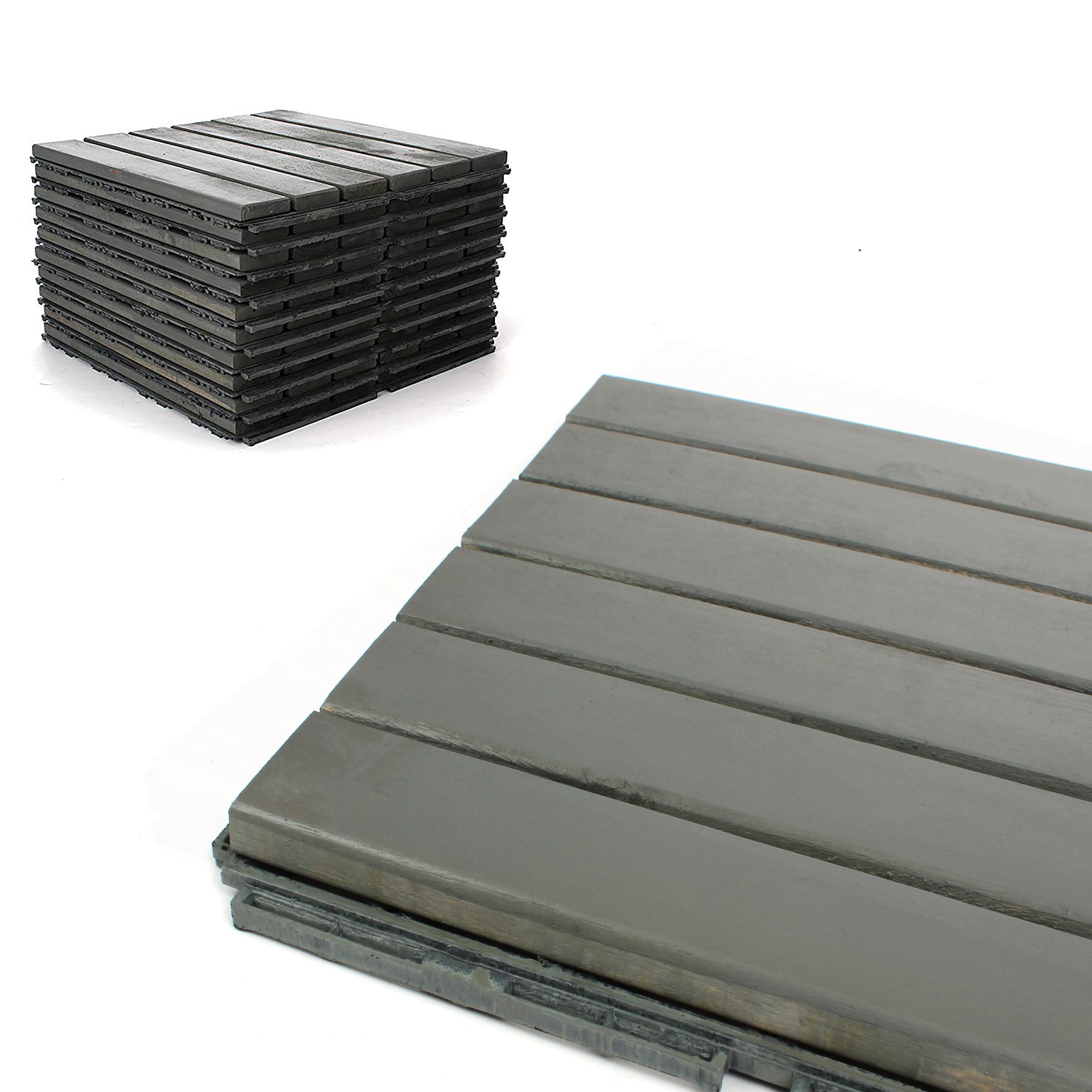 Deck Tiles Patio Pavers Acacia Wood Outdoor Flooring Deck Tiles Patio Pavers Acacia Wood Outdoor Flooring Interlocking 12 X12 6 Pack Modern Grey Finish Straight Pattern Decking
