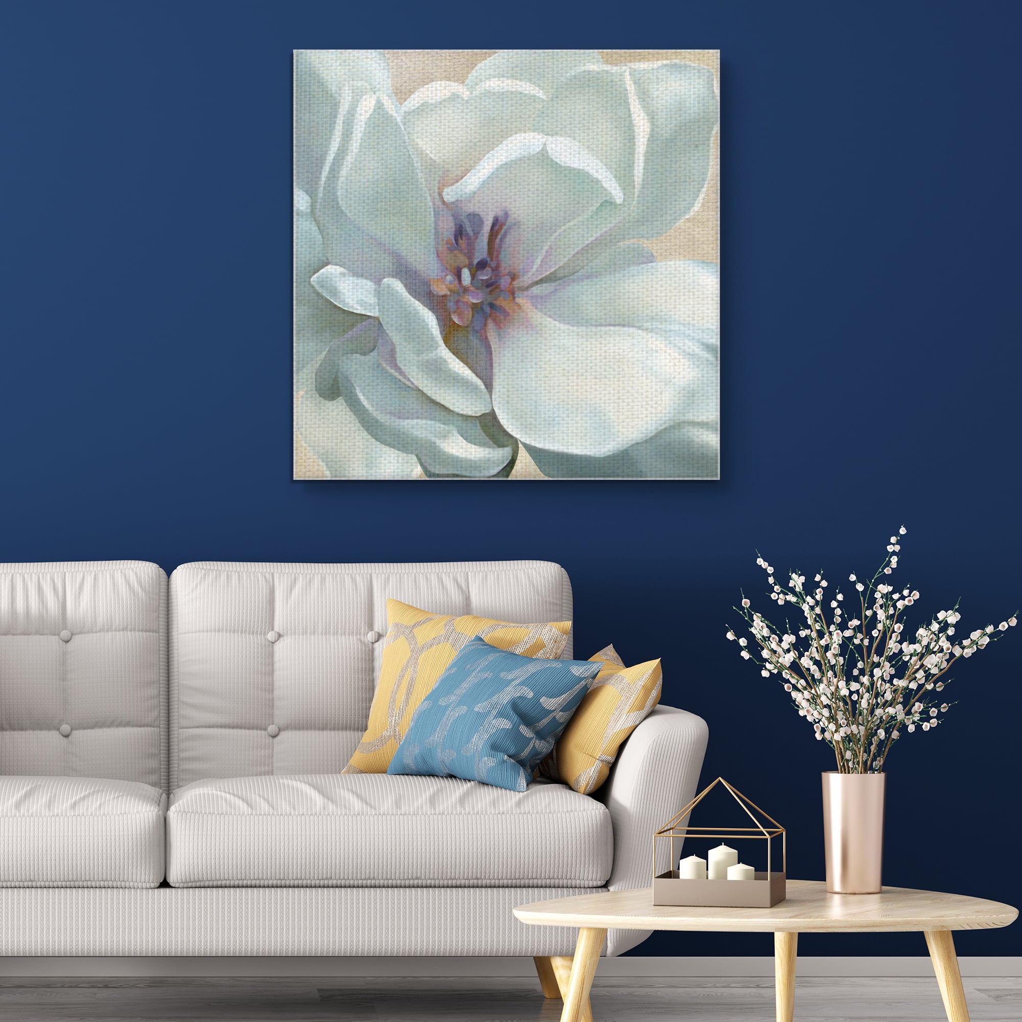 Masterpiece Art Gallery Iridescent Bloom I White Flower By Carol Robinson Canvas Art Print 30" x 30"
