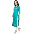 thumbnail image 3 of Bimba Women's Designer Teal Blue Rayon Mirror Embroidery Casual Sassay Tunic - 6, 3 of 7